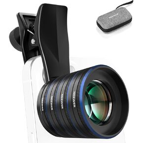 NEWER 1.55x العدسة اللون الأزرق ملحقًا متوافقًا مع iPhone Android Samsung ، وملحقات كاميرا الهاتف مع مقطع عدسة 17 مم وخاتم محول مرشح 58 مم ، وتأثير الشاشة الواسعة السينمائية ، LS-43 Ultra in Kuwait
