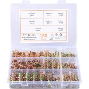 Spring Band Type Fuel Line Silicone Vacuum Hose Water Pipe Clamp Low Pressure Air Tube Clamps Fastener Assortment Kit 8 Sizes 160PCS in Kuwait