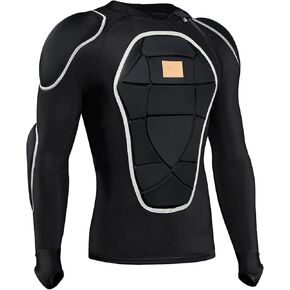 Protective Gear Cycling Armor Vest Long Sleeve Compression Clothes, High-Density Pe Padding Breathable Stretch Fabric, for Skiing Motorbiking and Outdoor Sports, Black in Kuwait