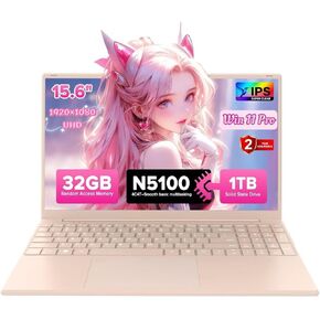 T156A 15.6" Laptop, 32GB RAM + 1TB NVMe SSD, Intel N150 Quad-Core (Up to 3.6GHz), USB-C Charging, 8000mAh Battery, Backlit Keyboard, FHD Display, Privacy Webcam, Fingerprint Unlock, Win11 Pro in Kuwait