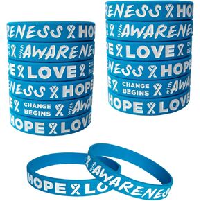 TSYMINQC 50pcs Blue Ribbon Silicone Wristbands Blue Awareness Bracelets prostate cancer Awareness Wristbands in Saudi Arabia