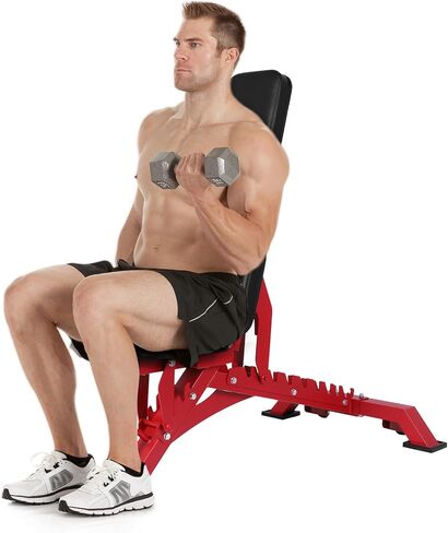 Weight Bench Adjustable Workout Bench for Home Gym Strength Training (Red) in Kuwait