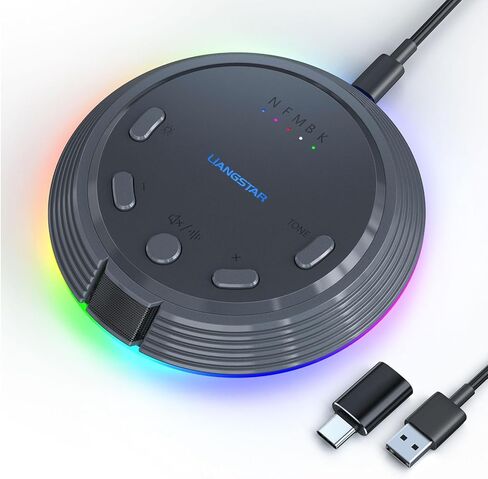 Liangstar Gaming Microphone USB مع 5 تغييرات صوتية ، زر كتم الصوت ، ميكروفون بودكاست سطح المكتب ، التحكم في مستوى الصوت ، ميكروفون كمبيوتر RGB المكثف لأجهزة الكمبيوتر ، يوتيوب ، دفق ، مؤتمر ، فئة in Kuwait