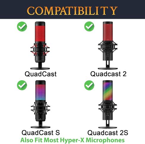 فلتر بوب للميكروفون من SOULWIT Shield لـ HyperX QuadCast/S/2/2S، غطاء إسفنجي للميكروفون مع زجاج أمامي معدني لمعظم حوامل الصدمات HyperX - أسود in Saudi Arabia
