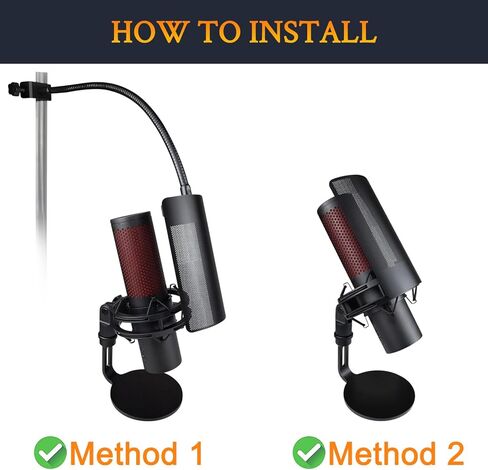 فلتر بوب للميكروفون من SOULWIT Shield لـ HyperX QuadCast/S/2/2S، غطاء إسفنجي للميكروفون مع زجاج أمامي معدني لمعظم حوامل الصدمات HyperX - أسود in Saudi Arabia