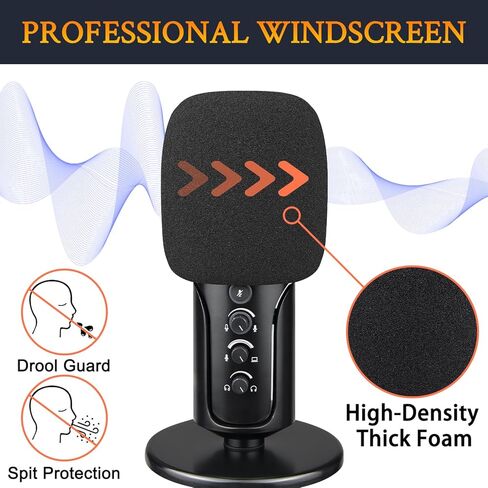 SOULWIT 2 قطعة ميكروفونات بوب فلتر لملف تعريف Sennheiser USB، غطاء ميكروفون واقٍ من إسفنج الزجاج الأمامي - أسود in Saudi Arabia
