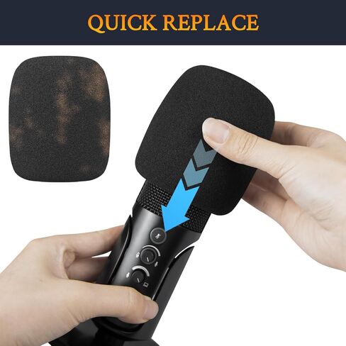 SOULWIT 2 قطعة ميكروفونات بوب فلتر لملف تعريف Sennheiser USB، غطاء ميكروفون واقٍ من إسفنج الزجاج الأمامي - أسود in Saudi Arabia