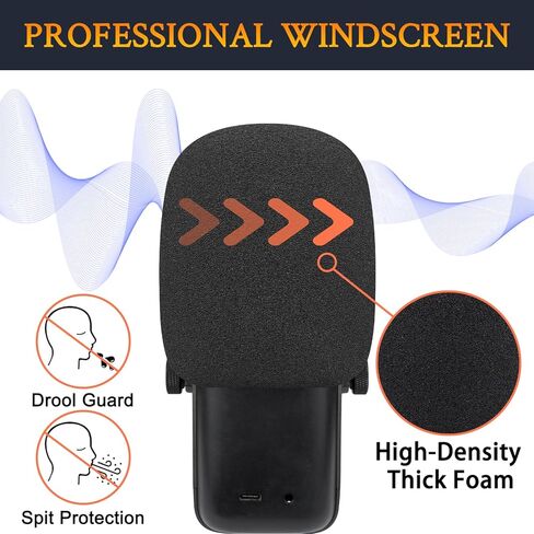 SOULWIT 2Pcs Microphones Pop Filter for Elgato Wave:3(Wave3), Protective Mic Cover Windscreen Foam - Black in Saudi Arabia
