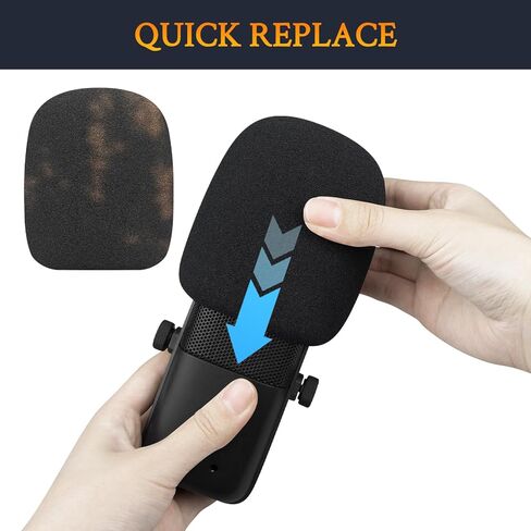 SOULWIT 2Pcs Microphones Pop Filter for Elgato Wave:3(Wave3), Protective Mic Cover Windscreen Foam - Black in Saudi Arabia