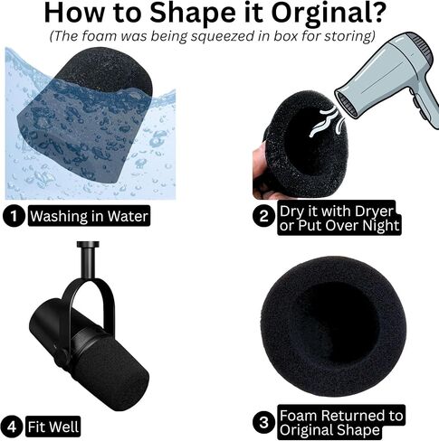 MV7 Pop Filter Replace for Shure MV7 MV7X Microphone Windscreen Cover, Black with Sparkly Retainer Ring in Kuwait