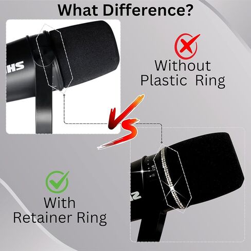 MV7 Pop Filter Replace for Shure MV7 MV7X Microphone Windscreen Cover, Black with Sparkly Retainer Ring in Kuwait