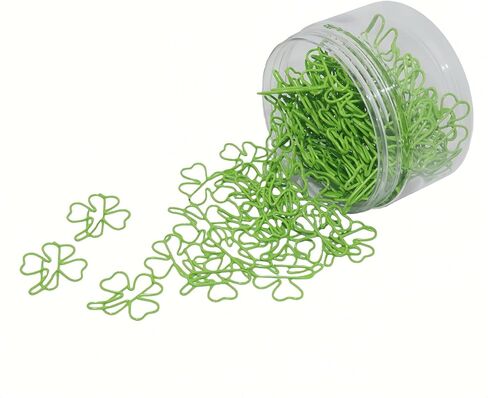 100 pcs Four Leaf Clover Paper Clips St. Patrick's Day Green Paper Clip Clover Bookmarks Clover Lapel Pins Clover Collar Clip for Irish Holiday Gifts Letters Postcards Shirt Cardigan Front Fly in Kuwait