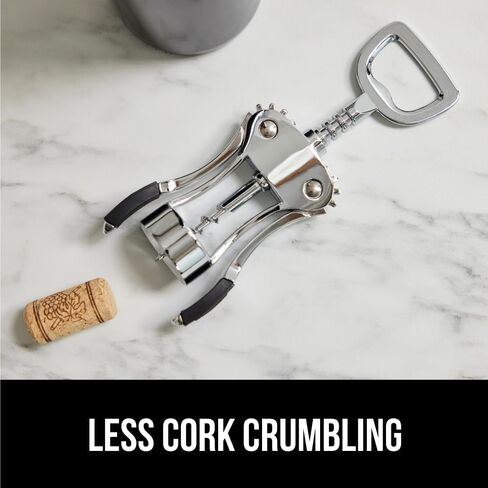 GORILLA GRIP BPA-Free Premium Wine Opener, Easy to Use Smooth Zinc Alloy Wing Corkscrew, Multifunctional Bottle Openers Remove Corks, Caps, Sharp Cork Screw, Dishwasher Safe, Bar Essentials, Black in Saudi Arabia