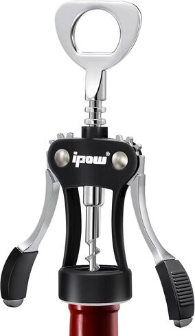 IPOW Wine Opener, Zinc Alloy Wine Bottle Opener, Wing Corkscrew Heavy Duty, Manual Multifunctional Cork Screw for Waiter, Silver in Saudi Arabia