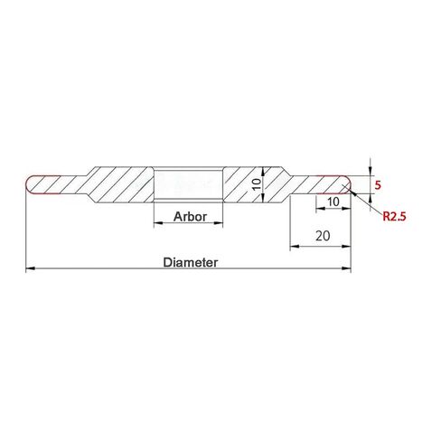 Arc Grinding Wheel, Semicircular Alloy Tap Slotting Tools Grinder Disc 100mm 125mm~ 150mm SDC 200 400 Grit 1pcs(5mm R2.5,400Grit,100 * 20mm) in Saudi Arabia