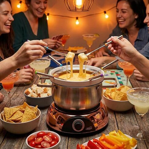 Artestia Swiss Design 1500W Electric Fondue Pot Set for Melting Chocolate Cheese Pot Sets with Temperature Control for Oil Broth Fondue Party, 8 Colored Fondue Forks in Kuwait