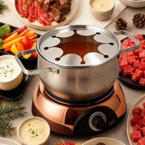 Artestia Swiss Design 1500W Electric Fondue Pot Set for Melting Chocolate Cheese Pot Sets with Temperature Control for Oil Broth Fondue Party, 8 Colored Fondue Forks in Kuwait