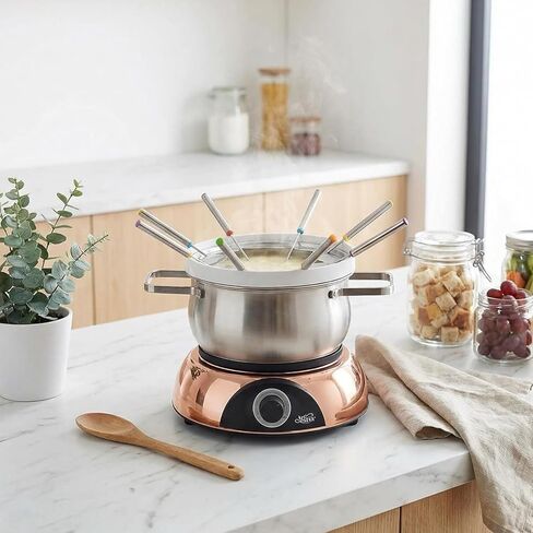 Artestia Swiss Design 1500W Electric Fondue Pot Set for Melting Chocolate Cheese Pot Sets with Temperature Control for Oil Broth Fondue Party, 8 Colored Fondue Forks in Kuwait