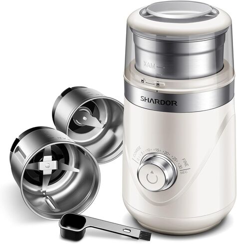Shardor ترقية Coffee Grinder Electric ، Herb/Spice ، Espresso مع وعاء من الفولاذ المقاوم للصدأ القابل للإزالة ، الإصدار الأسود ، الإصدار 3.0 in Kuwait