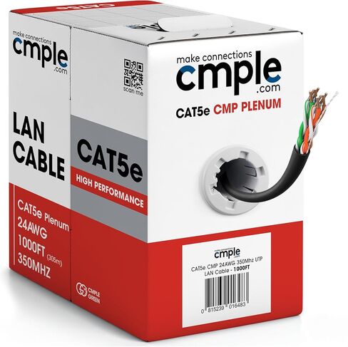 Cmple - Cat5e Plenum Cable 1000ft, CMP, White, 350MHz Gigabit Ethernet Solid Network Internet Bulk UTP in Saudi Arabia