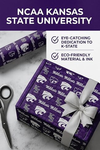 ONDEMAND FAN NCAA Wrapping Paper with Team Tapestry design (Kansas State Wildcats,Wrapping Paper 30" x20') in Kuwait