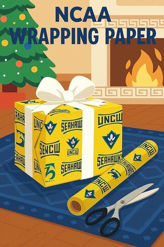 ONDEMAND FAN NCAA Wrapping Paper with Team Tapestry design (UNC Wilmington Seahawks,Wrapping Paper 30" x12') in Kuwait