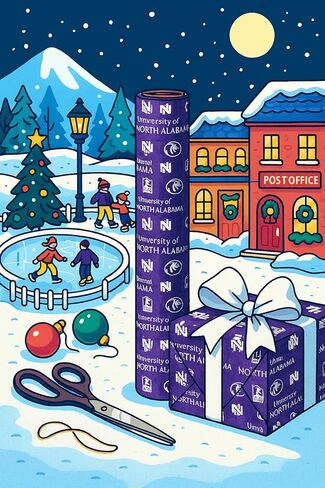 ONDEMAND FAN NCAA Wrapping Paper with Team Tapestry design (North Alabama Lions,Wrapping Paper 30" x40') in Kuwait