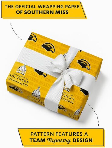 ONDEMAND FAN NCAA Wrapping Paper with Team Tapestry design (Southern Miss Golden Eagles,Wrapping Paper 30" x40') in Kuwait