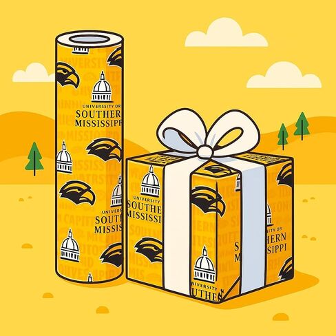 ONDEMAND FAN NCAA Wrapping Paper with Team Tapestry design (Southern Miss Golden Eagles,Wrapping Paper 30" x40') in Kuwait
