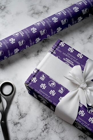 ONDEMAND FAN NCAA Wrapping Paper with Team Tapestry design (North Alabama Lions,Wrapping Paper 30" x20') in Kuwait