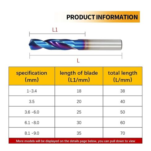 Tungsten Carbide Drill Bits HRC65° Metal Drill Bits for Hard Metal Working CNC Lathe Steel Drilling Tool 7.1-14mm 1 Piece (8.0mmx30x60L) in Kuwait
