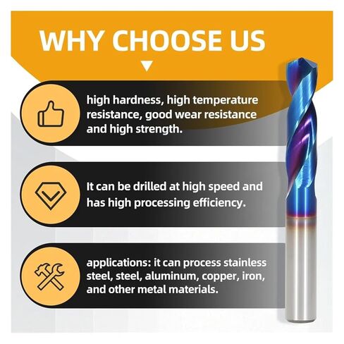 Tungsten Carbide Drill Bits HRC65° Metal Drill Bits for Hard Metal Working CNC Lathe Steel Drilling Tool 7.1-14mm 1 Piece (11.7mmx38x75L) in Kuwait