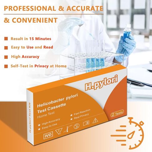 اختبار هيليكوباكتر بيلوري، مجموعات اختبار H. Pylori في المنزل، طقم اختبار H. Pylori مكون من قطعتين النتائج في 10-15 دقيقة. الاختبار الذاتي لـ H-Pylori للاستخدام المنزلي: سريع ودقيق للغاية وسهل الاستخدام. in Kuwait
