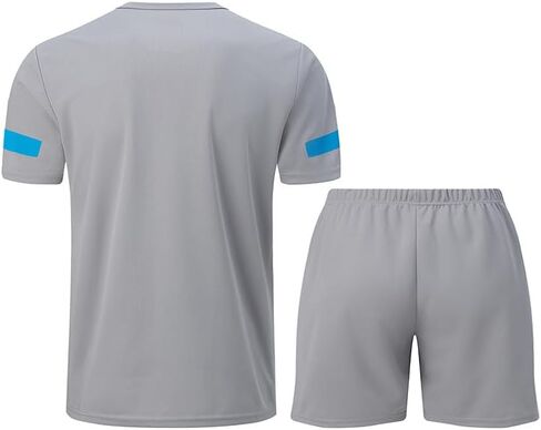Men's 2-Piece Sport Tracksuit Set Performance Short Sleeve T-Shirt & Workout Shorts with Side Stripes Gym Training Outfit in Saudi Arabia