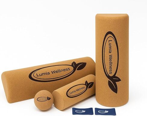 مجموعة لوح توازن الفلين الطبيعي - تقوية اليوغا للقدم والكاحل، مدلك لوح التوازن لتخفيف التهاب اللفافة الأخمصية، ممتد أصابع القدم البيلاتيس in Kuwait