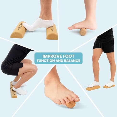 مجموعة لوح توازن الفلين الطبيعي - تقوية اليوغا للقدم والكاحل، مدلك لوح التوازن لتخفيف التهاب اللفافة الأخمصية، ممتد أصابع القدم البيلاتيس in Kuwait