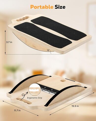 MoKo 2-in-1 Wooden Slant Board & Balance Board, 4 Adjustable Inclines Calf Stretcher for Knees, Ankles, Heels, Feet and Legs, Non-slip Stretch Boards Support up to 220lbs in Saudi Arabia