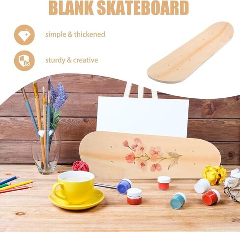NUOBESTY Skateboard Deck, 16.9" Mini Blank Wooden Skate Decks for Kids Beginners, 7-Ply Maple Double Tail Plain Board for DIY Painting, Wall Decor, Craft &Amp; Hand-Painted, Home Decorations in Saudi Arabia