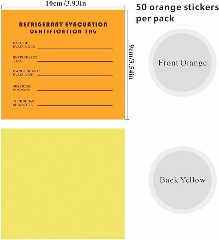 علامة اعتماد استرداد إخلاء التبريد، 50 عبوة من ملصقات استرداد غاز التبريد، بديل لملصق حفظ ملصقات الثلاجة، علامات استرداد غاز التبريد تناسب معرف غاز التبريد in Kuwait