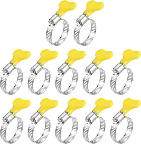 Worm Gear Hose Clamp, 12pcs 3/4" - 1 1/4" Key Type Adjustable Stainless Steel Hose Clamps with Plastic Handle for Securing Hose in Saudi Arabia