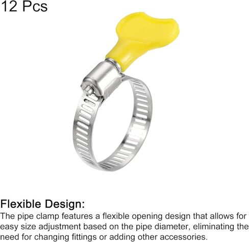 Worm Gear Hose Clamp, 12pcs 3/4" - 1 1/4" Key Type Adjustable Stainless Steel Hose Clamps with Plastic Handle for Securing Hose in Saudi Arabia