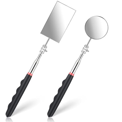 قطعتان من مرايا الفحص التلسكوبية، مرآة ميكانيكية تلسكوبية مستديرة مستطيلة الشكل بمقبض طويل، أدوات فحص مرآة ميكانيكية قابلة للتمديد بزاوية 360 درجة لفحص حالة السيارة in Kuwait