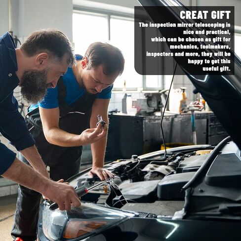قطعتان من مرايا الفحص التلسكوبية، مرآة ميكانيكية تلسكوبية مستديرة مستطيلة الشكل بمقبض طويل، أدوات فحص مرآة ميكانيكية قابلة للتمديد بزاوية 360 درجة لفحص حالة السيارة in Kuwait