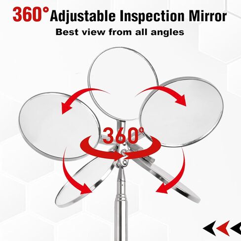 1Pcs Telescoping Inspection Mirror,11-28Inch Round Extendable Mirror on a Stick,Mechanics Mirror Tool with Long Handle for Technicians Mechanics Contractors Checking Observation in Saudi Arabia