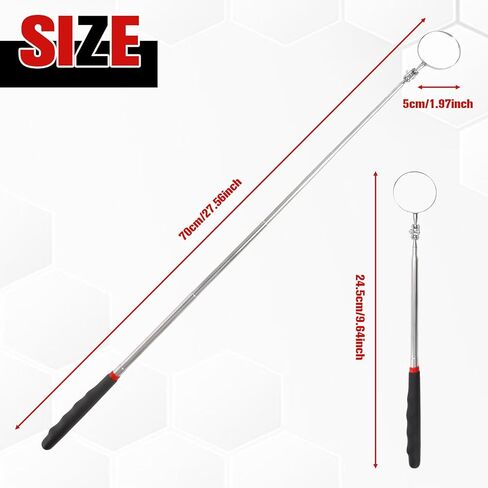 1Pcs Telescoping Inspection Mirror,11-28Inch Round Extendable Mirror on a Stick,Mechanics Mirror Tool with Long Handle for Technicians Mechanics Contractors Checking Observation in Saudi Arabia