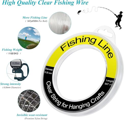 سلك خط صيد صافٍ ، 755 قدمًا غير مرئي سلسلة نايلون صافية لتعليق البالون إكليل الحرف اليدوية. in Kuwait