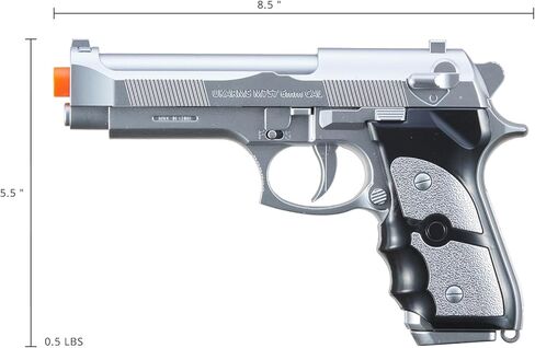 مجموعة مسدسات Goldenball Spring-Powered Bereta M9 Airsoft المكونة من قطعتين (فضي وأسود) - إطلاق النار بسرعة 180 إطارًا في الثانية in Saudi Arabia