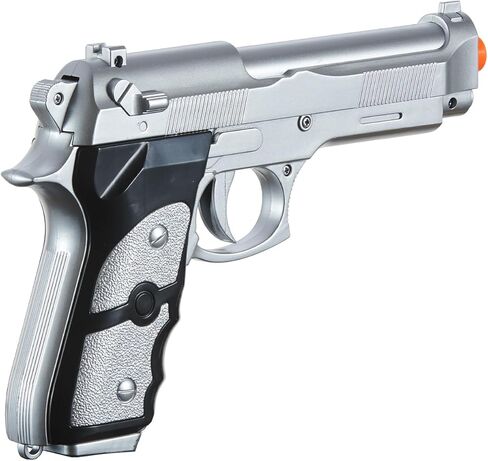 مجموعة مسدسات Goldenball Spring-Powered Bereta M9 Airsoft المكونة من قطعتين (فضي وأسود) - إطلاق النار بسرعة 180 إطارًا في الثانية in Saudi Arabia
