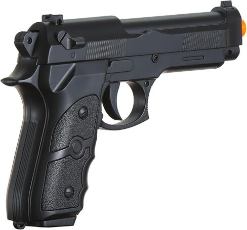 مجموعة مسدسات Goldenball Spring-Powered Bereta M9 Airsoft المكونة من قطعتين (فضي وأسود) - إطلاق النار بسرعة 180 إطارًا في الثانية in Saudi Arabia