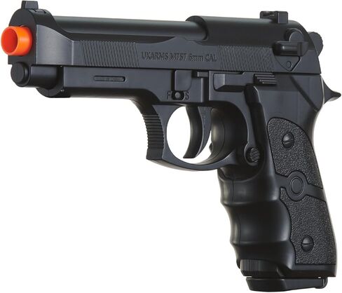 مجموعة مسدسات Goldenball Spring-Powered Bereta M9 Airsoft المكونة من قطعتين (فضي وأسود) - إطلاق النار بسرعة 180 إطارًا في الثانية in Saudi Arabia